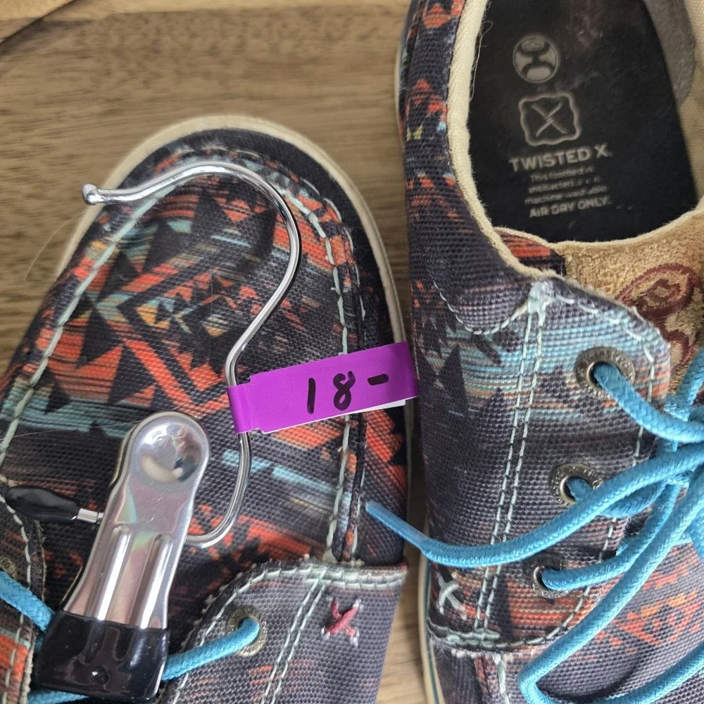 Twisted X Hooey Loper Lace Up‎ Sneakers Midnight Aztec WHYC019 Moc Toe 9 1/2 M